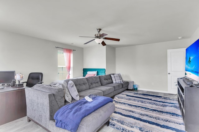 7644 High Maple Cir N, Charleston, SC 29418 - living area featuring a ceiling fan, light wood-style floors, and an office area