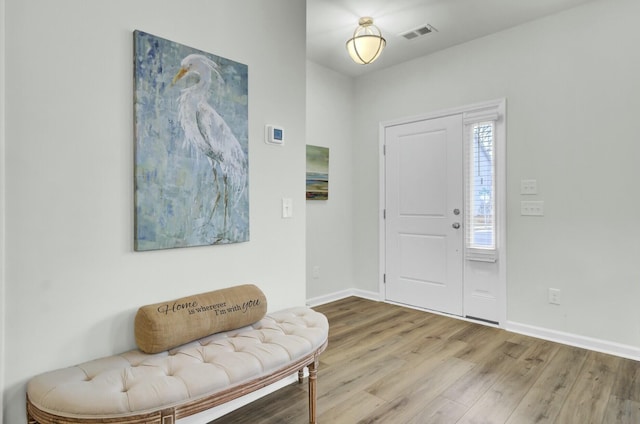 foyer with wood-type flooring