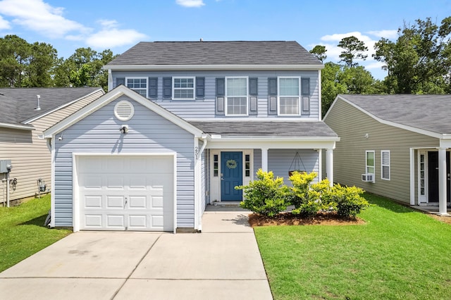251 Coosawatchie St, Summerville, SC 29485 - traditional-style home featuring driveway, a garage, a front yard, and covered porch