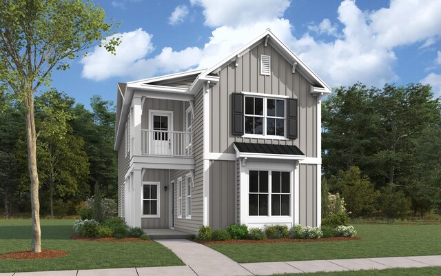 view of front of house with a balcony and a porch