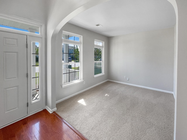 view of carpeted entrance foyer