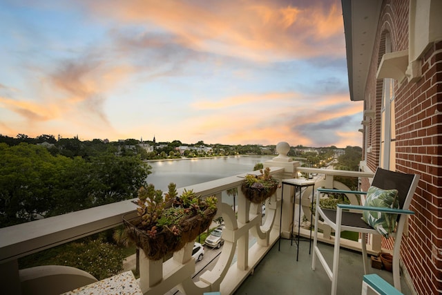 balcony with a water view