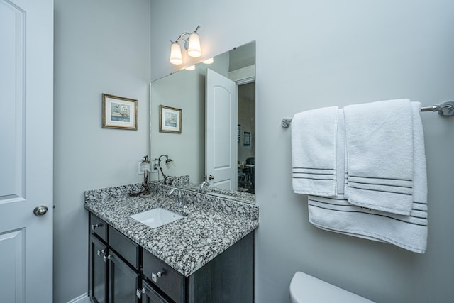 half bathroom with toilet and vanity