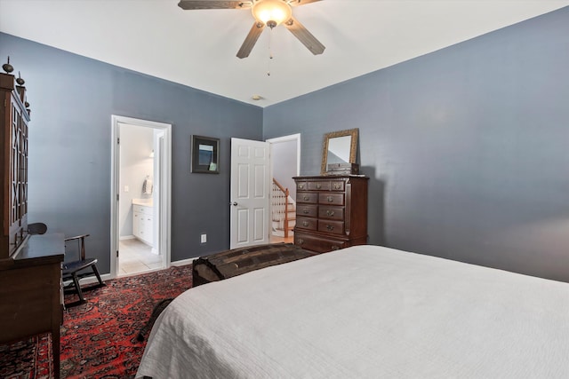 1431 Whispering Oak Trl, Mount Pleasant, SC 29466 - bedroom featuring a ceiling fan and ensuite bath