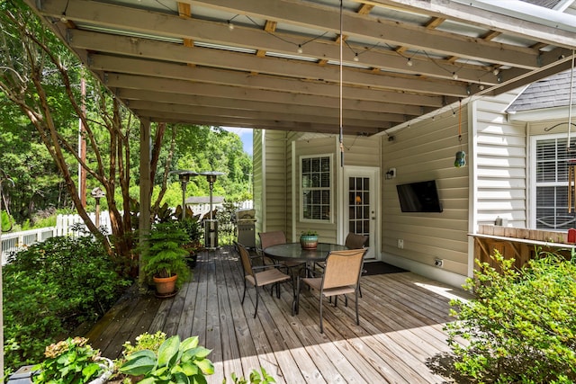 1431 Whispering Oak Trl, Mount Pleasant, SC 29466 - wooden terrace with outdoor dining space