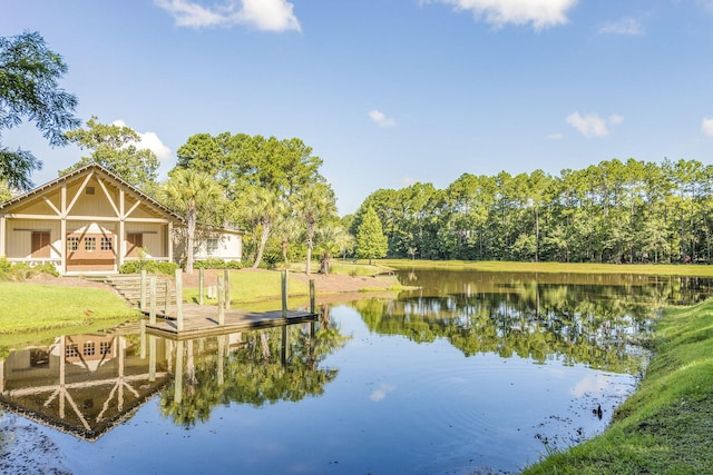 dock area with a water view