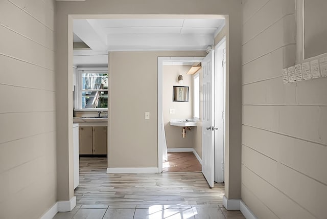 hallway featuring light wood-type flooring