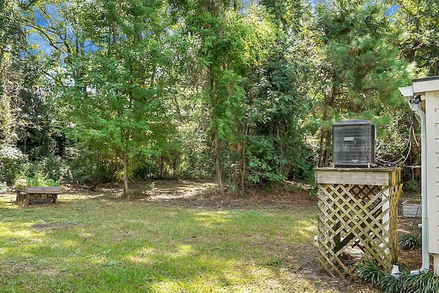 view of yard featuring central AC