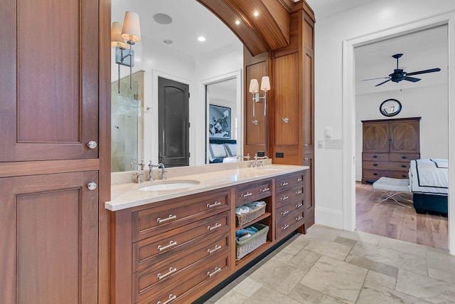1913 Mooring Line Way, Mount Pleasant, SC 29466 - full bath with double vanity, a sink, a ceiling fan, and ensuite bathroom