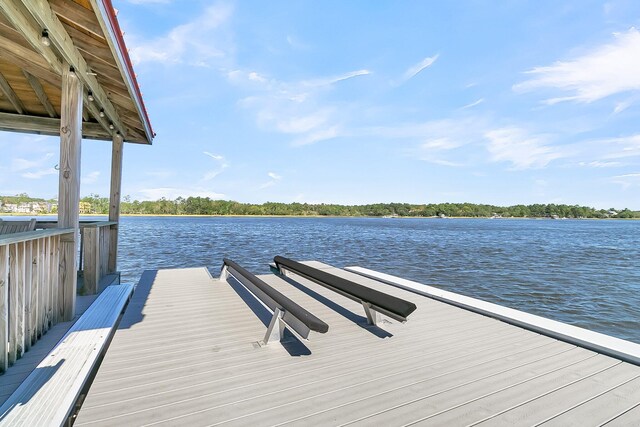 dock area featuring a water view