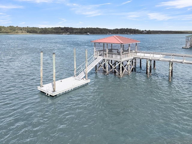 view of dock featuring a water view