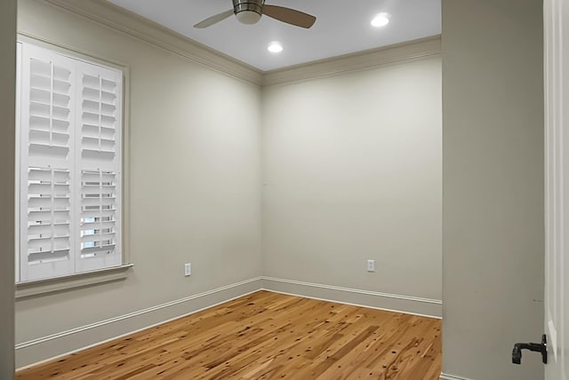 4252 Faber Place Dr Unit 203, North Charleston, SC 29405 - spare room with ornamental molding, light wood finished floors, baseboards, ceiling fan, and recessed lighting