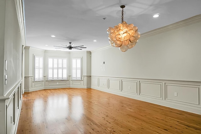 4252 Faber Place Dr Unit 203, North Charleston, SC 29405 - empty room with crown molding, a decorative wall, recessed lighting, a chandelier, and a wainscoted wall