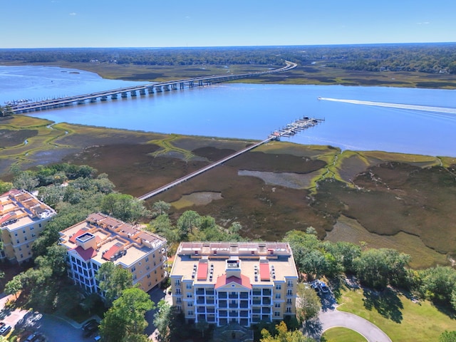 4252 Faber Place Dr Unit 203, North Charleston, SC 29405 - drone / aerial view of apartment complex, a large body of water, and a notable bridge