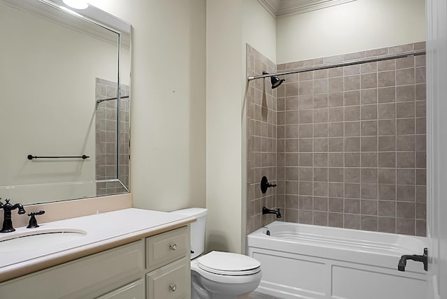 4252 Faber Place Dr Unit 203, North Charleston, SC 29405 - bathroom with toilet, vanity,  shower combination, and crown molding