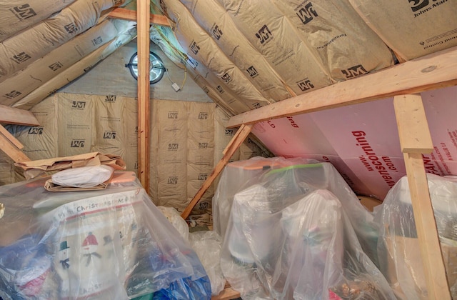 view of unfinished attic