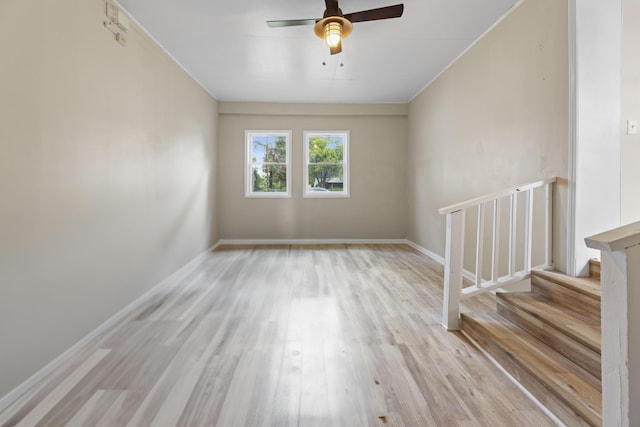 121 Harrison St, Varnville, SC 29944 - unfurnished room with ceiling fan, wood finished floors, baseboards, and crown molding