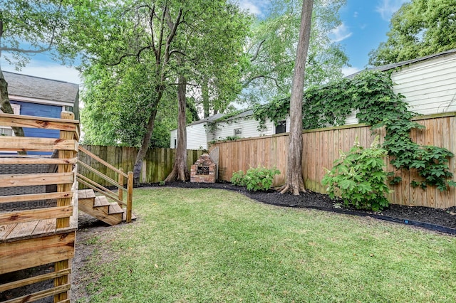 view of yard with a fenced backyard