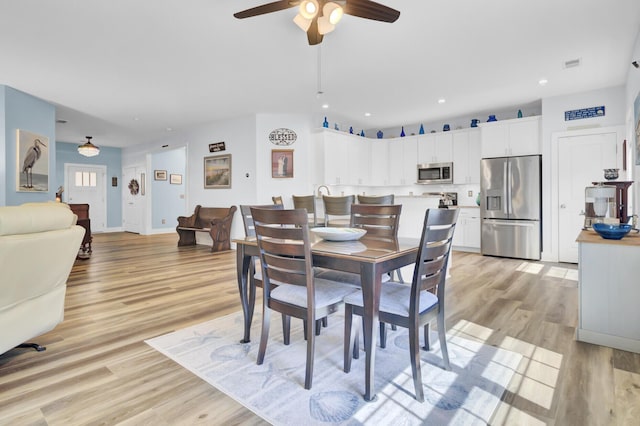 3473 Plow Ground Rd, Johns Island, SC 29455 - dining area with a ceiling fan, light wood-type flooring, recessed lighting, and baseboards