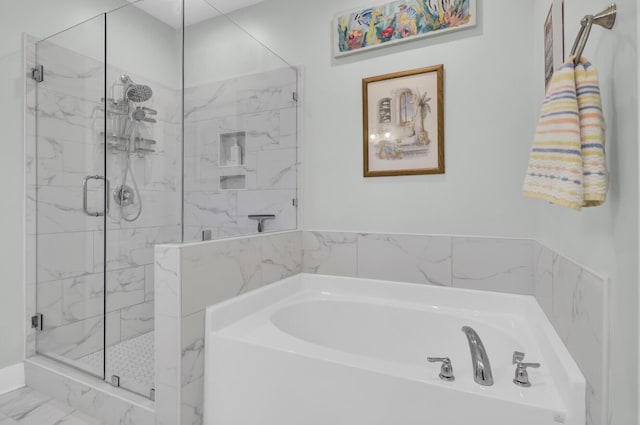 3473 Plow Ground Rd, Johns Island, SC 29455 - full bath featuring a marble finish shower, a bath, and marble finish flooring