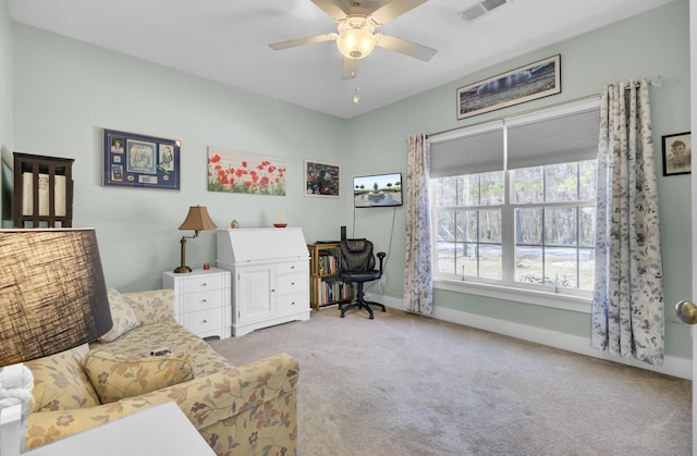 3473 Plow Ground Rd, Johns Island, SC 29455 - carpeted office featuring a ceiling fan and baseboards
