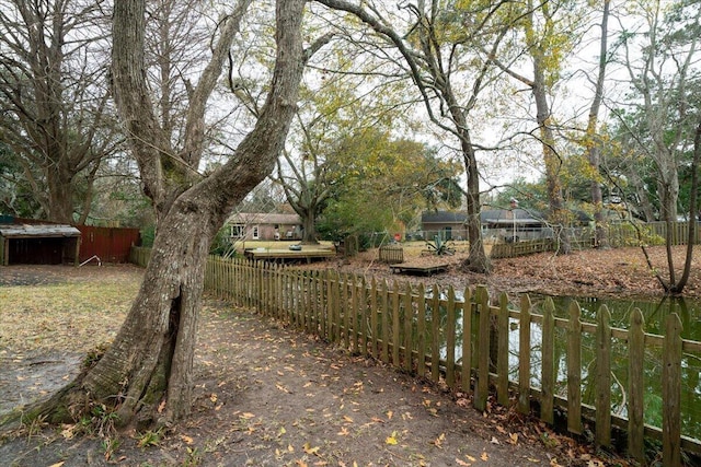 view of yard with a water view