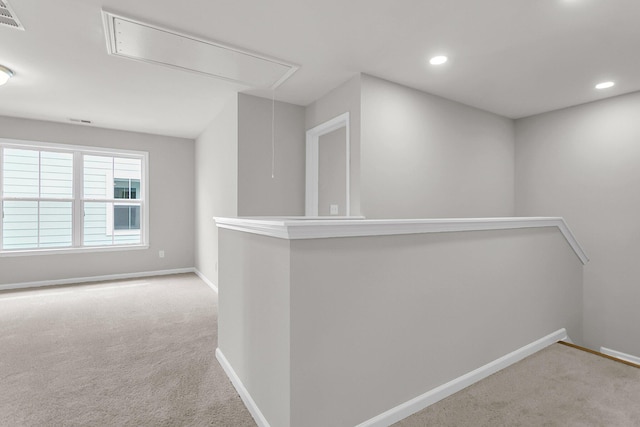 327 Hillman Trl Dr, Moncks Corner, SC 29461 - corridor featuring attic access, carpet flooring, baseboards, and recessed lighting