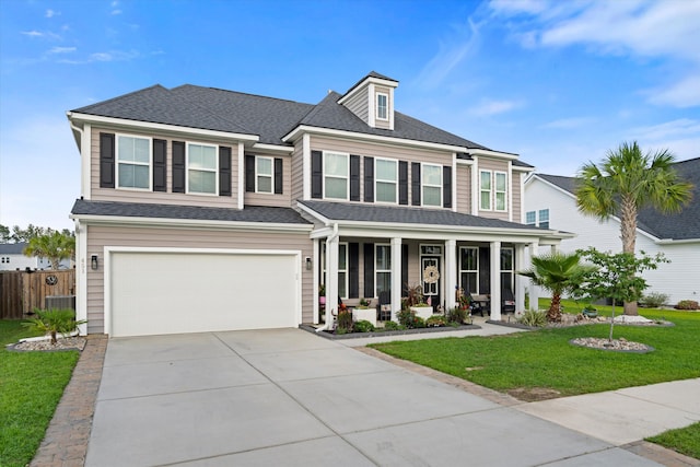 451 Spectrum Rd, Summerville, SC 29486 - view of front of home featuring covered porch, driveway, a garage, central AC, and roof with shingles