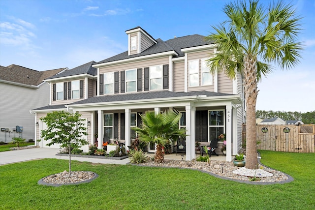 451 Spectrum Rd, Summerville, SC 29486 - view of front of house featuring concrete driveway, covered porch, an attached garage, and a shingled roof