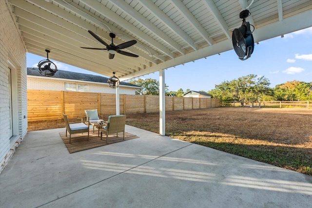 view of patio / terrace featuring ceiling fan