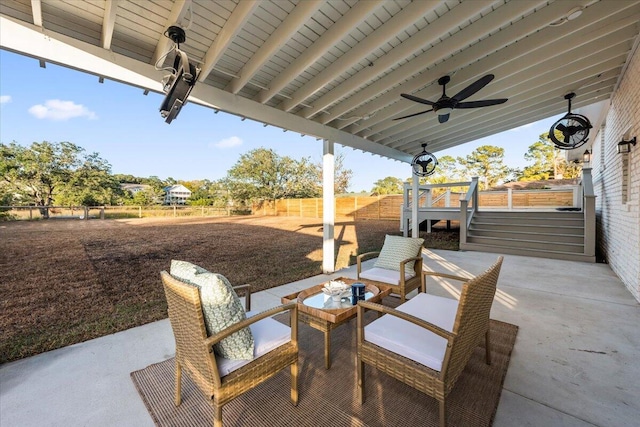 view of patio with ceiling fan