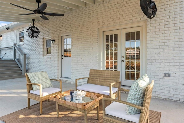 1894 Capri Dr, Charleston, SC 29407 - view of patio / terrace with french doors and a ceiling fan