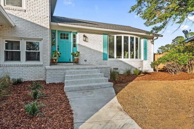1894 Capri Dr, Charleston, SC 29407 - property entrance with brick siding and roof with shingles