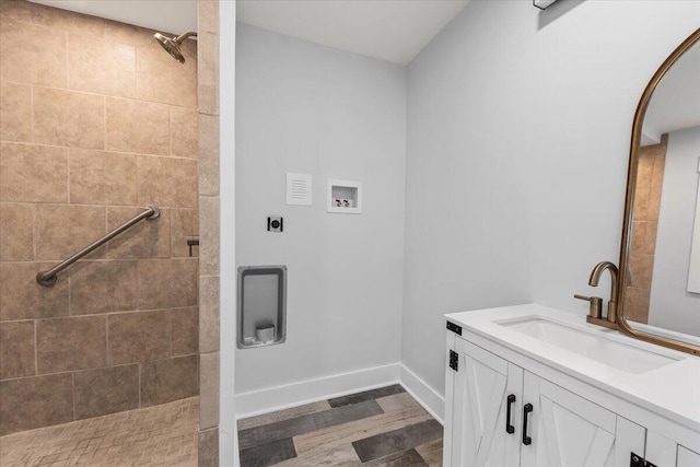 1894 Capri Dr, Charleston, SC 29407 - full bath with tiled shower, vanity, and wood finished floors