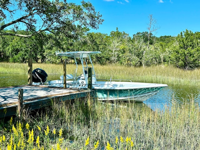 view of dock featuring a water view