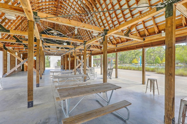 interior space with high vaulted ceiling