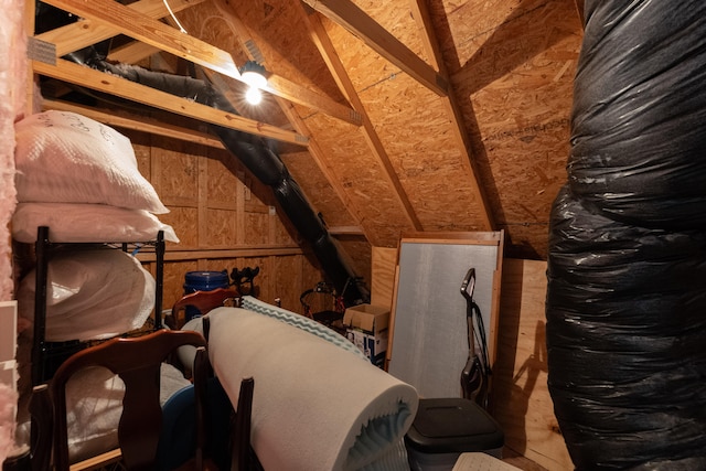 view of unfinished attic