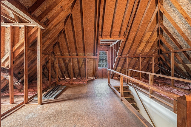 view of unfinished attic