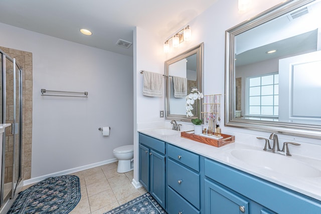 full bathroom featuring visible vents, a sink, and a stall shower