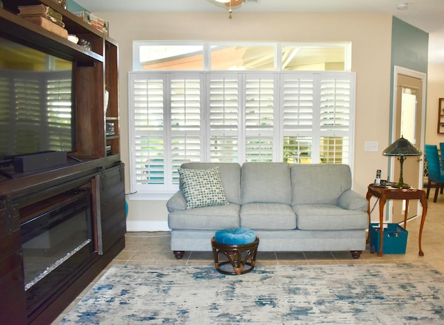 view of tiled living room