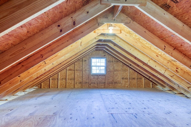 view of unfinished attic