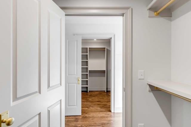 spacious closet featuring light wood-type flooring