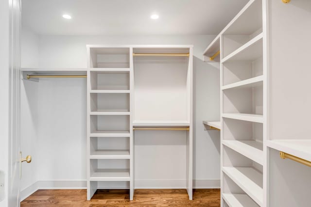 walk in closet featuring wood-type flooring