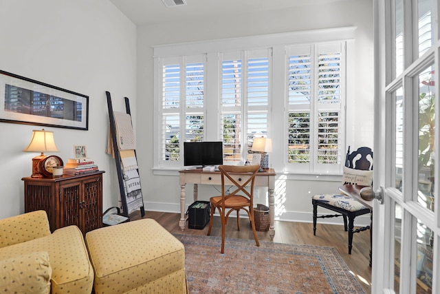 office space featuring hardwood / wood-style floors and a wealth of natural light