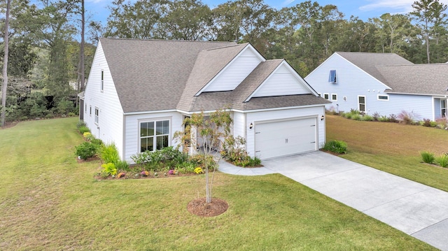 3109 Hugh Bennett Dr, Johns Island, SC 29455 - view of front of home with a garage, a front yard, concrete driveway, and a shingled roof