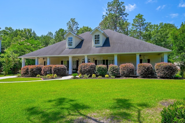 101 Firestone Ct, Summerville, SC 29483 - view of front facade with a ceiling fan, a front lawn, and covered porch