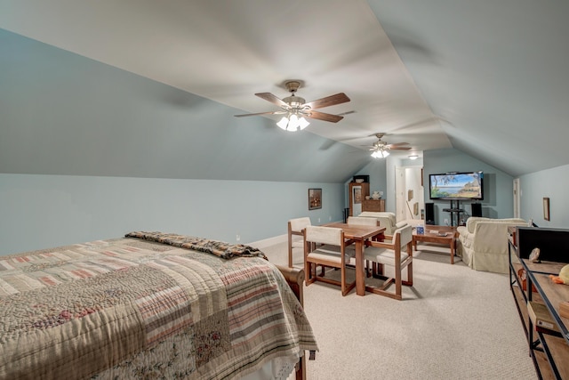 101 Firestone Ct, Summerville, SC 29483 - carpeted bedroom with lofted ceiling, baseboards, and a ceiling fan