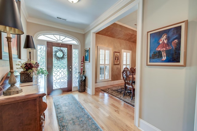 101 Firestone Ct, Summerville, SC 29483 - entrance foyer with baseboards, ornamental molding, and wood finished floors