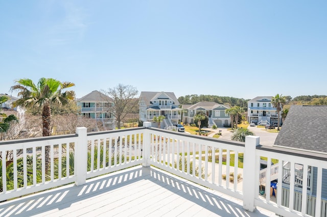 deck with a residential view