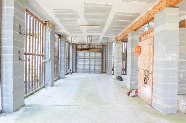 garage with a garage door opener